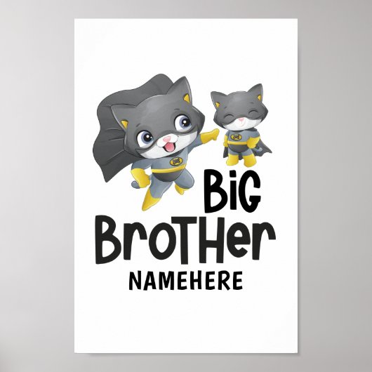 Grote Broer Superheld Kat Aangepaste Naam Poster (Voorkant)
