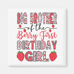 Grote broer van de Berry First Birthday Girl Straw Magneet