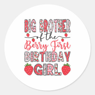 Grote broer van de Berry First Birthday Girl Straw Ronde Sticker