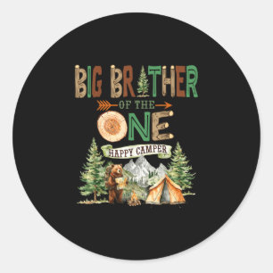 Grote broer van de één gelukkige kampeerder 1e ver ronde sticker