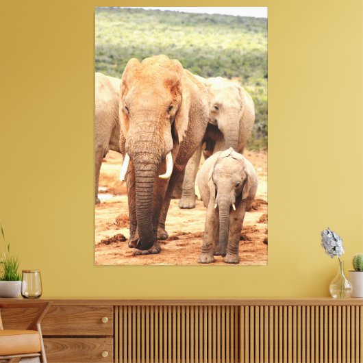 Grote broerkleine olifant Canvas omgeven (Insitu (Woonkamer))