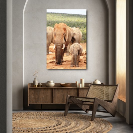 Grote broerkleine olifant Canvas omgeven Afdruk