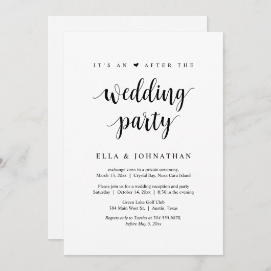 Grote bruiloft, het is een na-feest kaart (Voorkant / Achterkant)