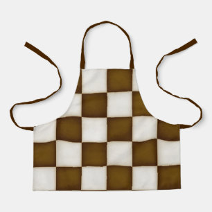 Grote Bruine & Antiek Witte Checkers Klein Schort