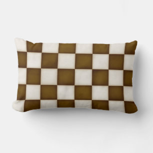 Grote Bruine & Antiek Witte Checkers Kussen