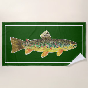 Grote bruine forel vliegt op Ichthyology Cool Bea Strandlaken