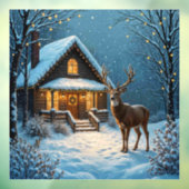 Grote Buck's Kerstbezoek in de sneeuw Raamsticker (Vel 3)