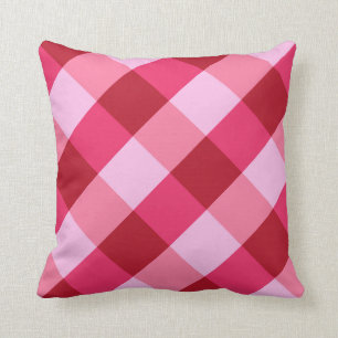 Grote Buffalo Check, aardbei roze en rood Kussen