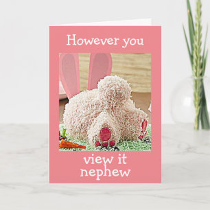 GROTE BUNNY MAAR EENVOUDIGER GROETTEREN "NEPHEW" FEESTDAGEN KAART
