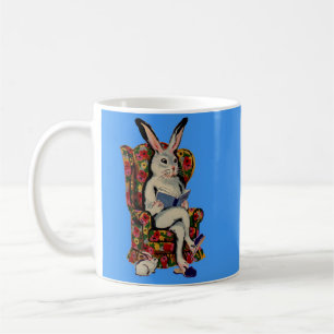 grote bunny uit de jaren vijftig leest een verhaal koffiemok