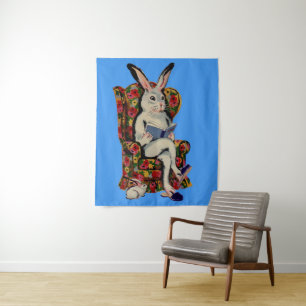 grote bunny uit de jaren vijftig leest een verhaal wandkleed