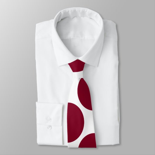 Grote Burgundy Polka Dots op wit Stropdas (Gebonden)