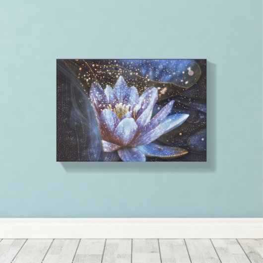 Grote Canvas bloem Muurkunst sprankelend decor bla (Insitu (Houten vloer))