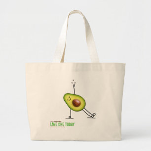 Grote Canvas tas, 100% katoen, met avocado yogi Tote Bag