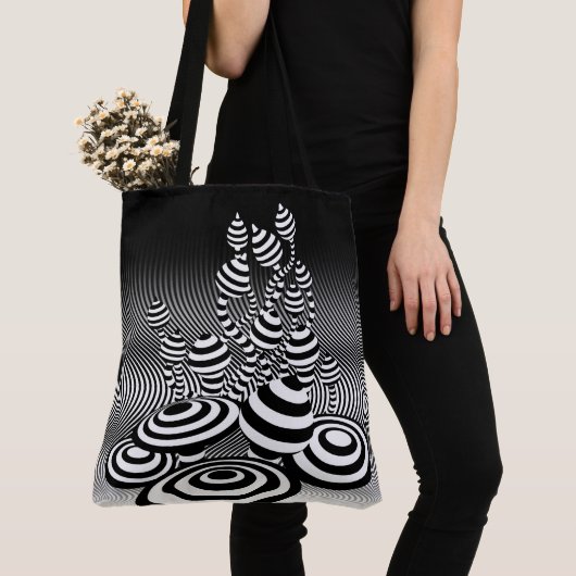 Grote Canvas tas Magic Mushrooms optisch ontwerp. (Dichtbij)