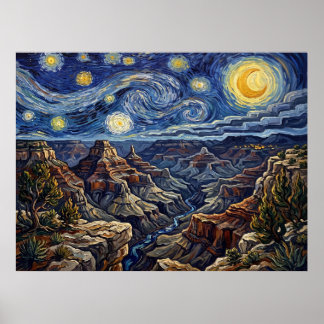 Grote Canyon Sterrennacht Historisch Landschap Poster