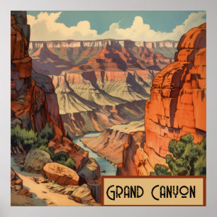 Grote Canyon Vintage Zuidwest Landschap Poster