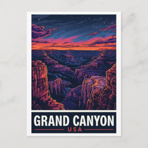 Grote Canyon Zonsondergang Nachtelijke Hemel Briefkaart