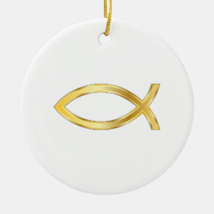 GROTE CHRISTELIJKE VIS KERAMISCH ORNAMENT
