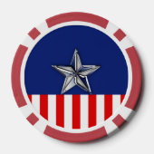 Grote Chroom als Silver Star op feestelijke kleure Pokerchips (Achterkant)