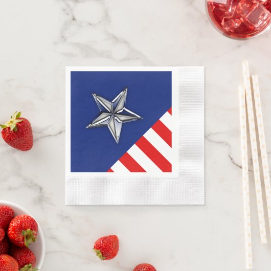 Grote Chroom als Silver Star op feestelijke kleure Servetten (Insitu)