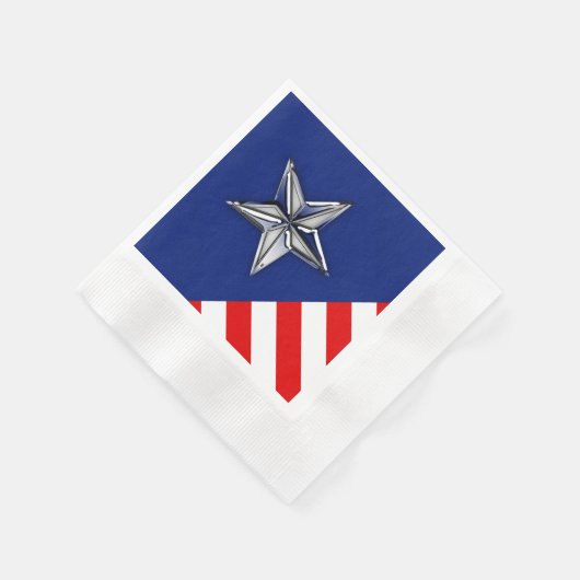 Grote Chroom als Silver Star op feestelijke kleure Servetten (Hoek)