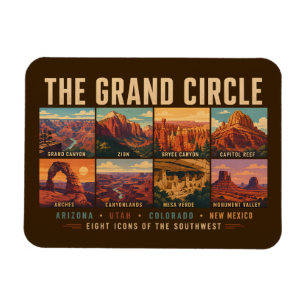 Grote Cirkel Nationale Parken Landmarks Illustrati Magneet