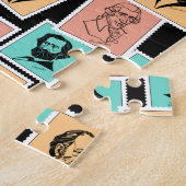 Grote componisten op postzegels, driekleurenpatroo legpuzzel (Zijkant)