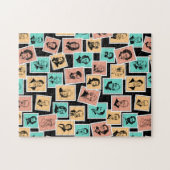 Grote componisten op postzegels, driekleurenpatroo legpuzzel (Horizontaal)