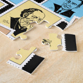 Grote componisten op postzegels, driekleurpatroon  legpuzzel (Zijkant)