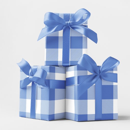 Grote Cornflower Blue en witte gingham Cadeaupapier