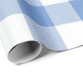 Grote Cornflower Blue en witte gingham Cadeaupapier (Rol Hoek)