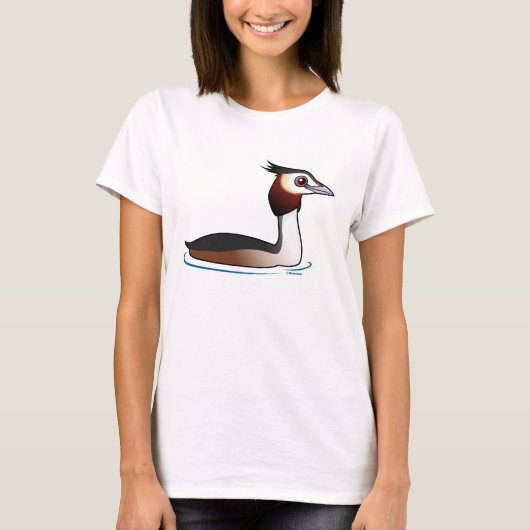 Grote Crested Grebe T-shirt (Voorkant)