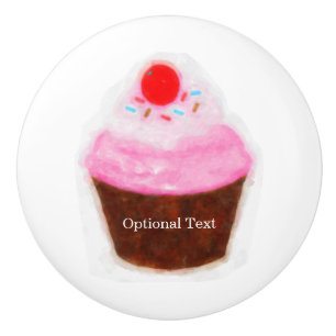 Grote Cupcake & Kers Cute Waterverf Custom Keramische Knop