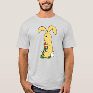Grote Cute Yellow Cartoon Bunny, met een wortel T-shirt