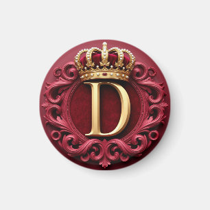 Grote D-monogram op rode fluweel Magneet