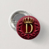 Grote D-monogram op rode fluweel Ronde Button 3,2 Cm (Voorkant /achterkant)