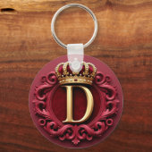 Grote D-monogram op rode fluweel Sleutelhanger (Voorkant)