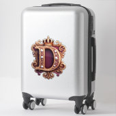 Grote D-monogram op rode fluweel Sticker (Koffer)