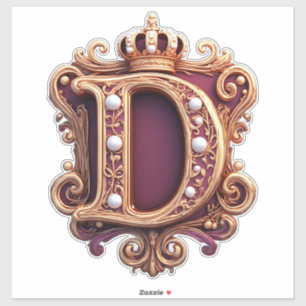 Grote D-monogram op rode fluweel Sticker