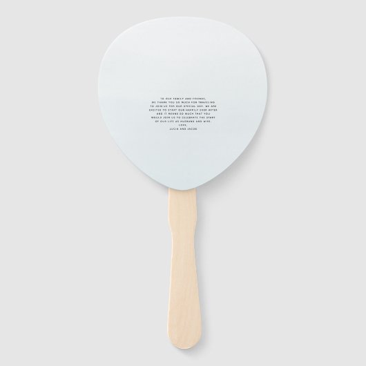 Grote dag in de oceaan, blauwe bestemming bruiloft handwaaier (Achterkant)