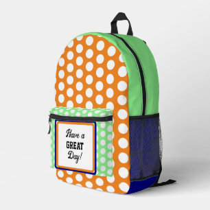Grote Dag Polka Dots Sinaasappel Groen Blauw Bedrukte Rugzak