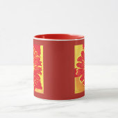 Grote Daisy Aster in rood, geel en saffraan Mok (Midden)