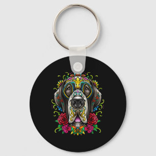Grote Dane Dog Tattoo Dag van de dode Mexicaanse g Sleutelhanger