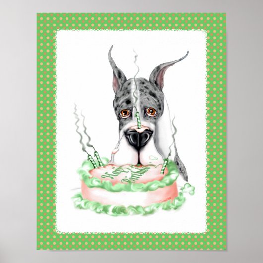 Grote Dane Merle Birthday Cake Poster (Voorkant)