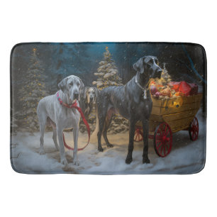 Grote Dane Sneeuw slee Kerstmis decoratie Badmat