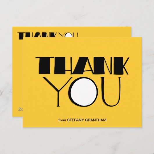 Grote dank u zwart Briefkaart (Voorkant / Achterkant)