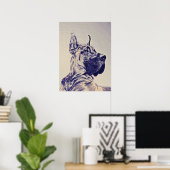 grote dans - blauwe schets poster (Thuiskantoor)