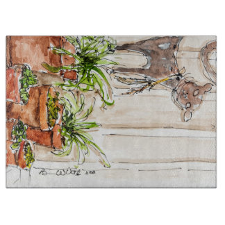 Grote decoratieve glazen snijkaart snijplank