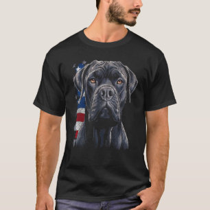 Grote Deen Amerikaanse vlag Graphic voor Hondenlie T-shirt